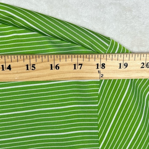 Men’s Medium Adidas Green Stripe ClimaLite Golf Performance Polo Shirt - Picture 9 of 11